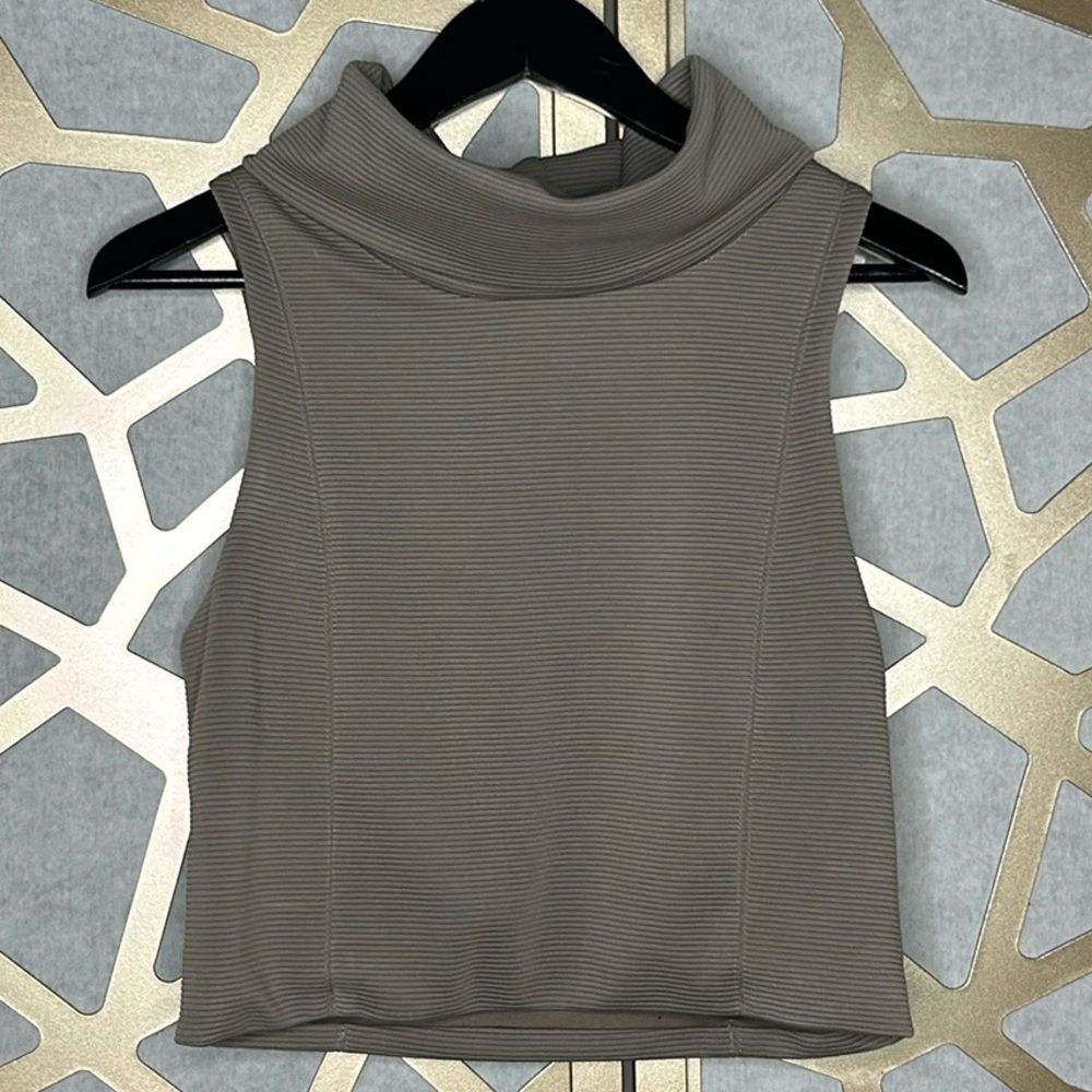 Ribbed‎ Crop Tank Top Cowl Neck